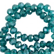 Top Glas Facett Glasschliffperlen 4x3mm rondellen Danube blue-pearl shine coating